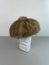Vintage 50s Light Brown Mink Fur Pillbox Hat 21" Circumference