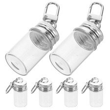 6pcs Mini Glass Bottles with Lid - 10ml/0.34oz Keychain Seasoning Jar - Glass