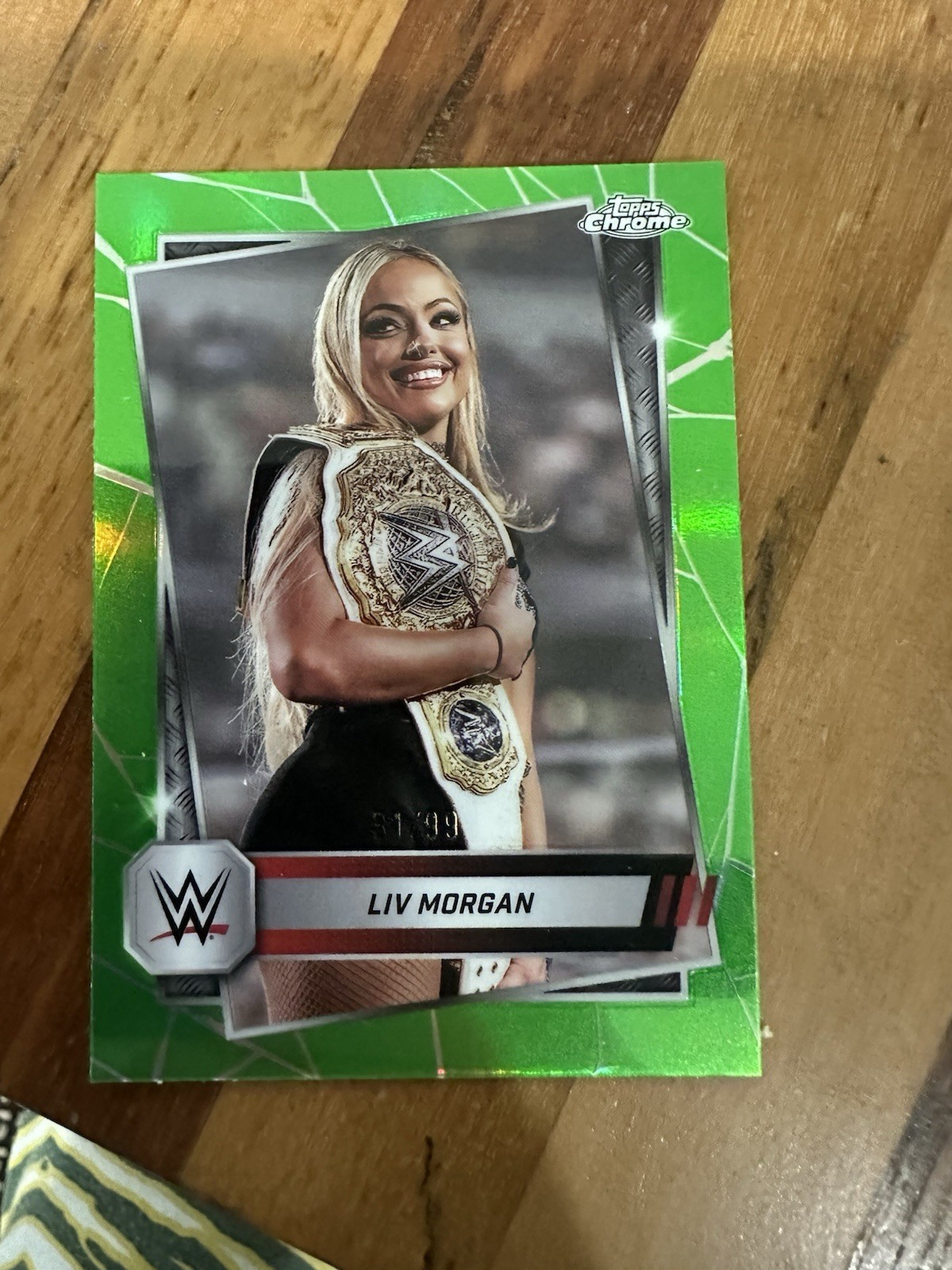 Liv Morgan /99 - 2025 Topps Chrome WWE, Green Refractor #146