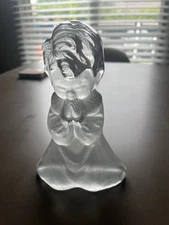  Viking Hand Made Frosted Glass Praying Boy Bookend Sculpture