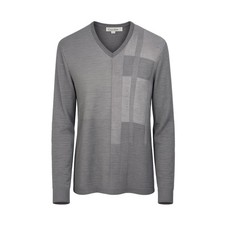 Calvin Klein Mens 100 Fine Merino Wool V-Neck Sweater Grey Colorblock Large NWT
