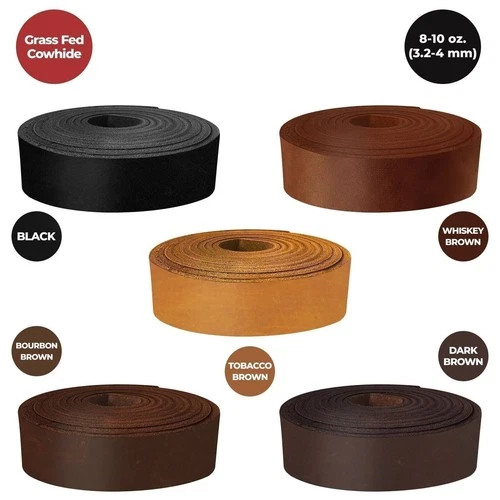 ELW 8-10 oz. (3-4mm) Straps Belts Strips Full Grain Leather Grass Fed Cowhide - product listing photo
