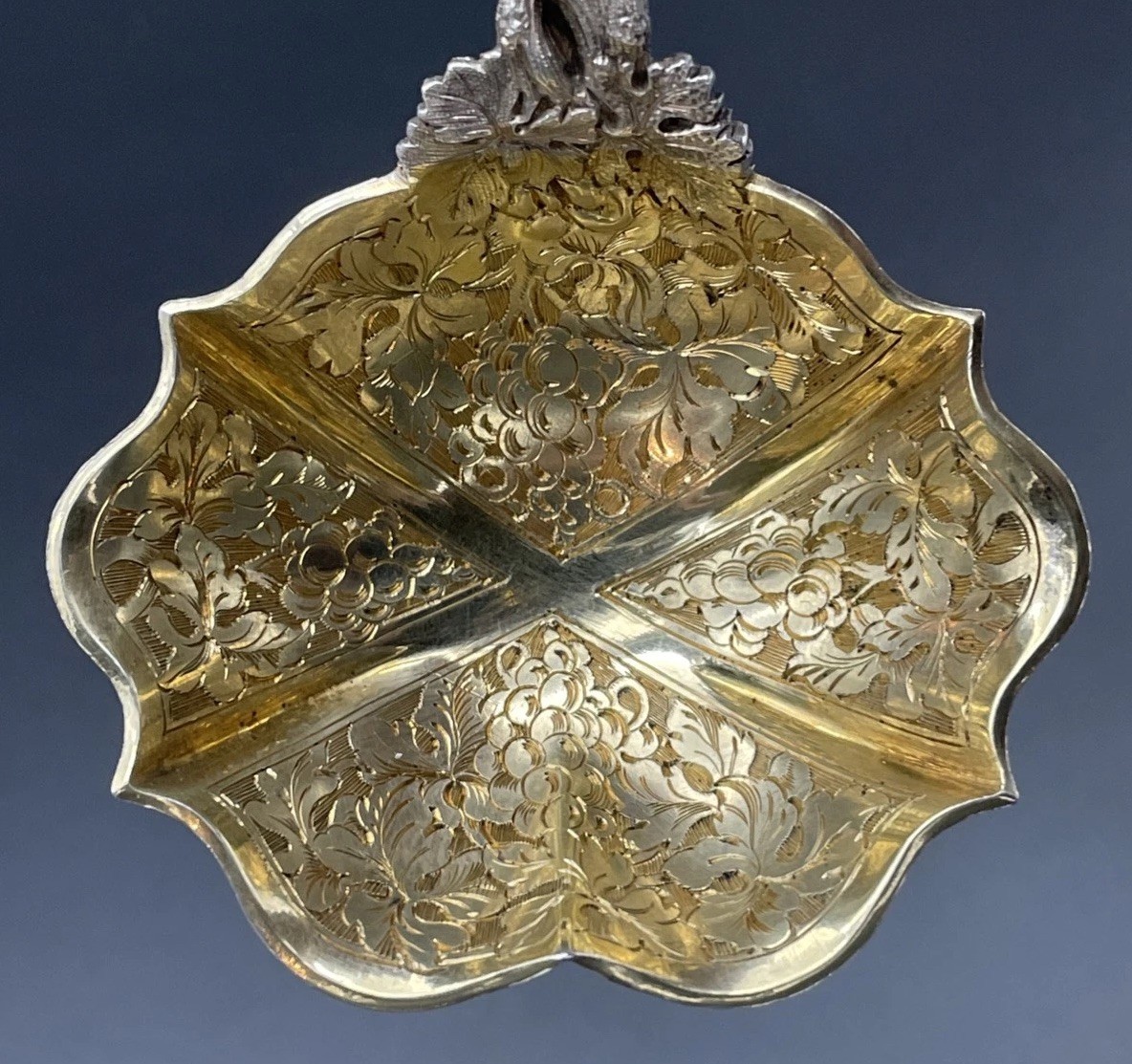 Cast English Sterling Silver Jam / Sugar Spoon Original Box 1852 Francis Higgins