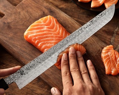 Wakoli Seishin Sakimaru 28cm Klinge 110 Lagen Voll-Damast, Wüsteneisenholzgriff