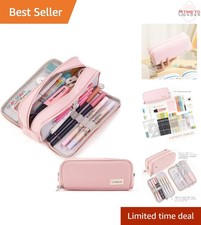 Large Capacity Polyester Pencil Case 3 Compartment Pencil Pouch for School