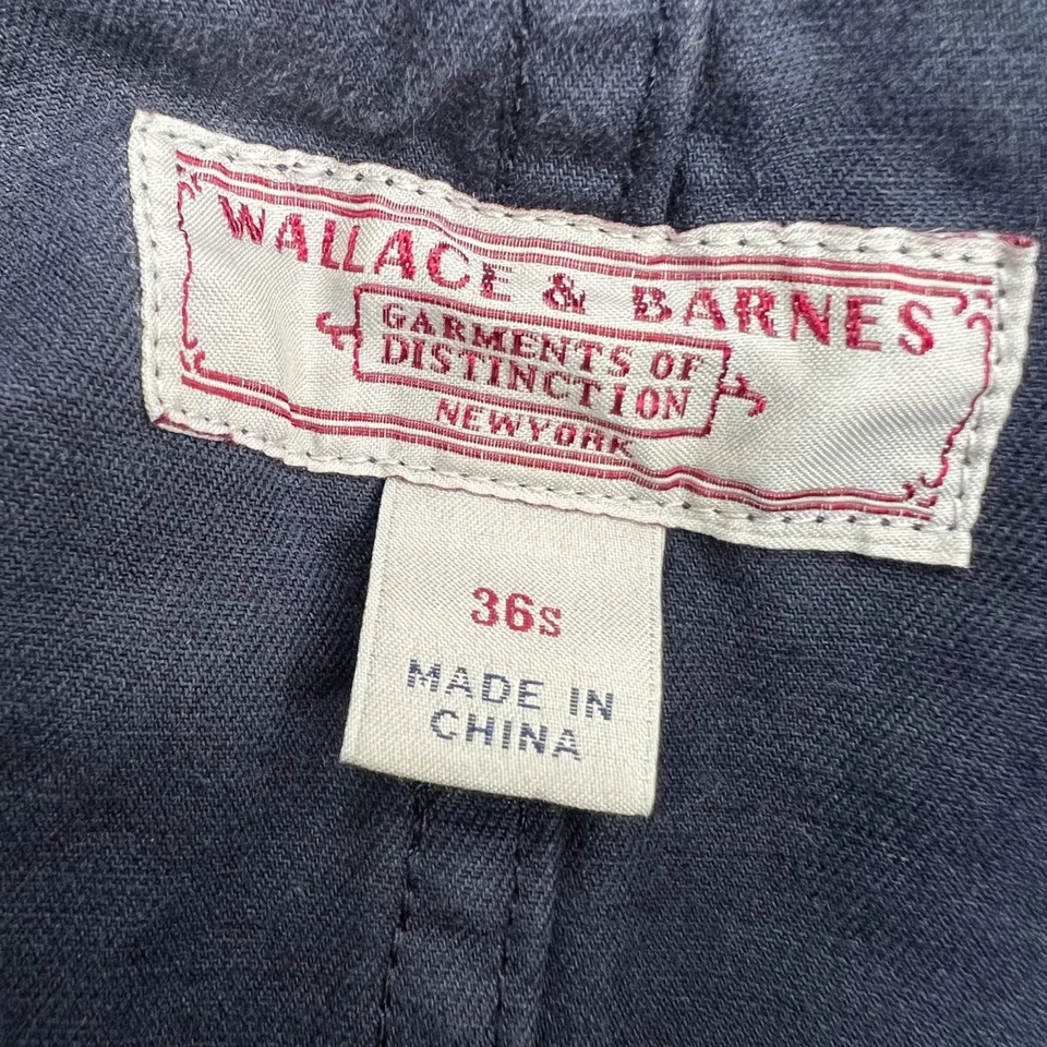Wallace & Barnes Heritage Workwear Chore Blazer 36S Navy Cotton Linen Jacket - Image 3 of 4