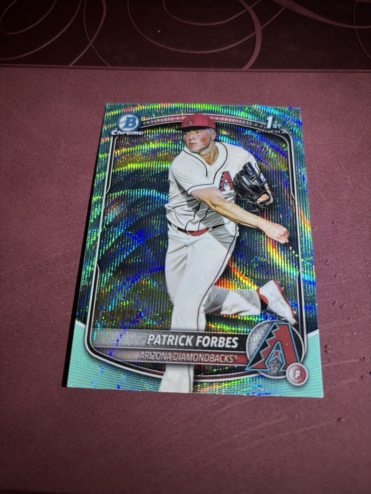 2025 Bowman Draft Patrick Forbes Chrome Aqua Wave Refractor 1st #88/125 Arizona