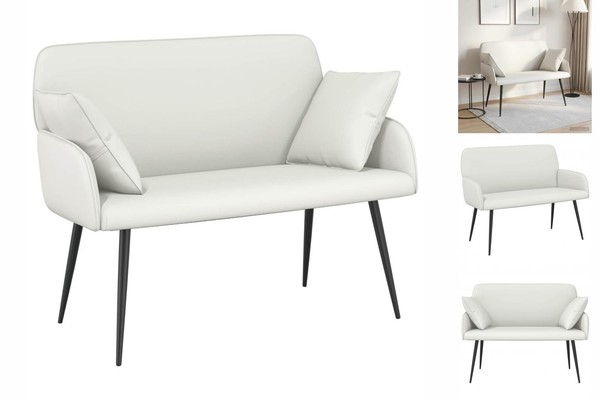 2-Sitzer-Sofa Mit Metallbeinen 2-Sitzer Weiß Kunstleder-image