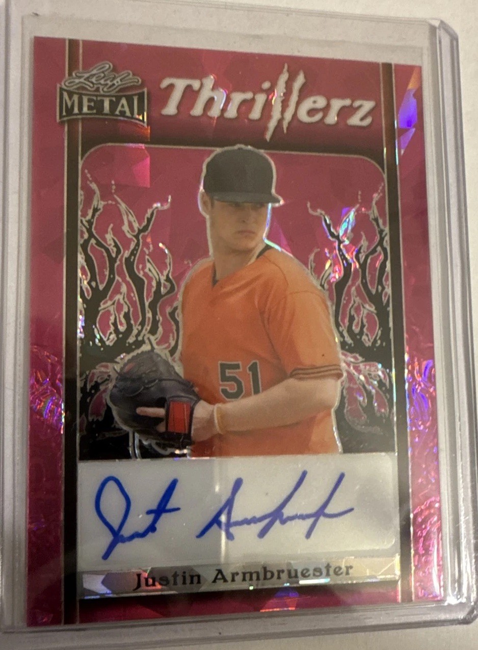 2023 Leaf Metal - Thrillerz  Auto Justin Armbruester #T-JA1 Red 5 /5 (AU, RC)