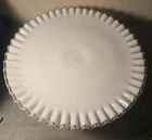 13"  Large Hobnail Ruffled  MilkGlass Cake Stand Wedding Display Vintage