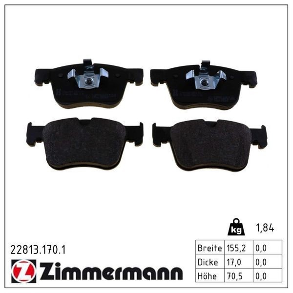Zimmermann 22813.170.1 Bremsbelagsatz, Scheibenbremse-image