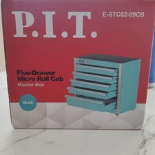 P.I.T. Mini Blue Portable Tool Box 5-Drawer Steel Stackable