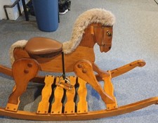 Beautiful Vtg Hand Crafted Child's Wooden Rocking Horse 35 X 59