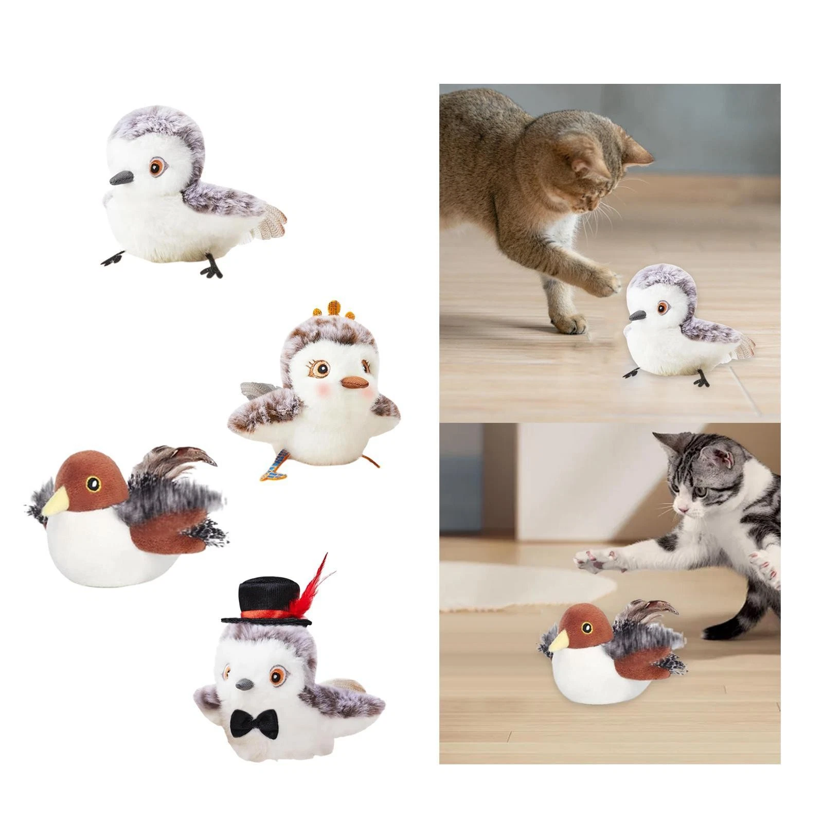 Flapping Bird Cat Toy Cat Exercise Toy for All Breeds Three Mode Lifelike Plush