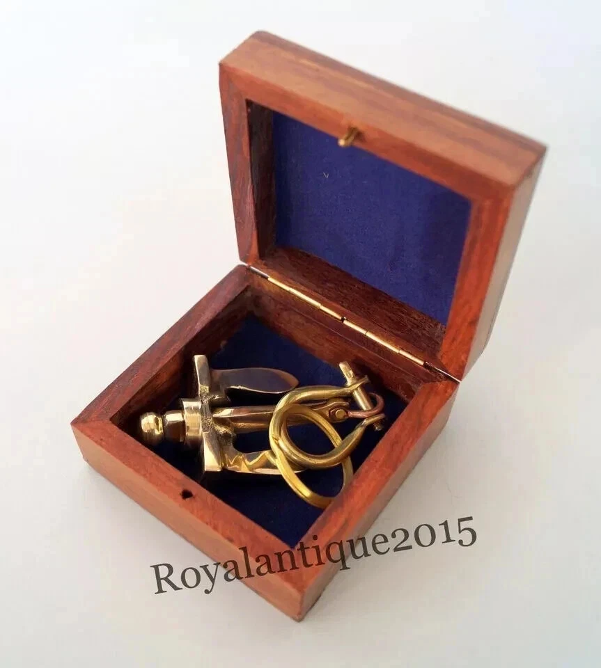 Llavero ancla vintage de latón macizo anillo artículo de regalo náutico con caja de madera Foto 2 de 4