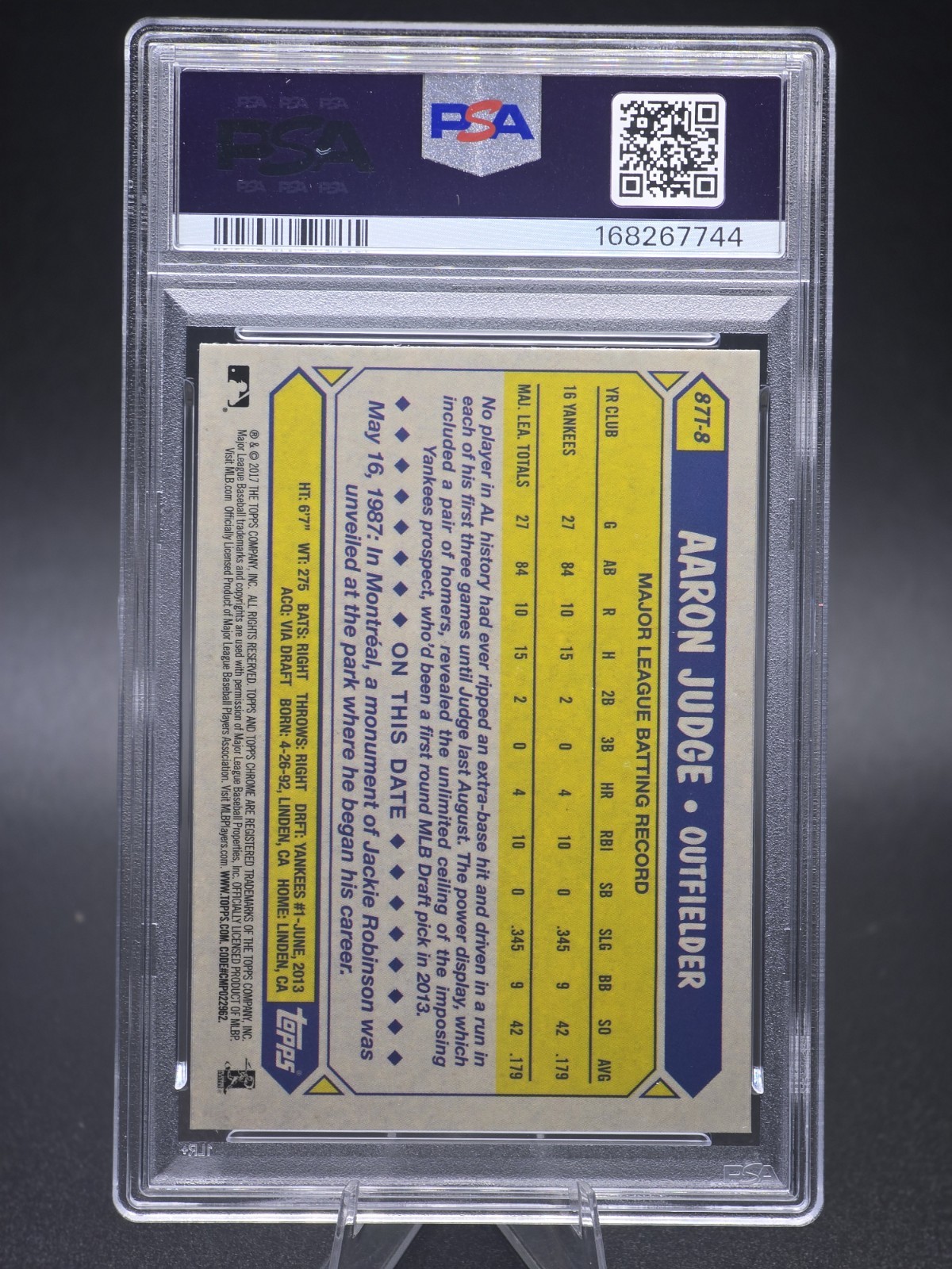2017 Topps Chrome - 1987 Design Aaron Judge #87T-8 (RC) view 2