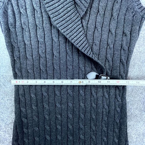Calvin Klein Sweater Dress Women Medium Black Cable Knit Shawl Collar Sleeveless - Picture 5 of 7