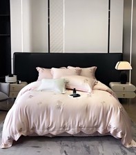 TENCEL  Lyocell 4-Piece Duvet Cover Set   Rose Embroidery, Soft  Luxury King