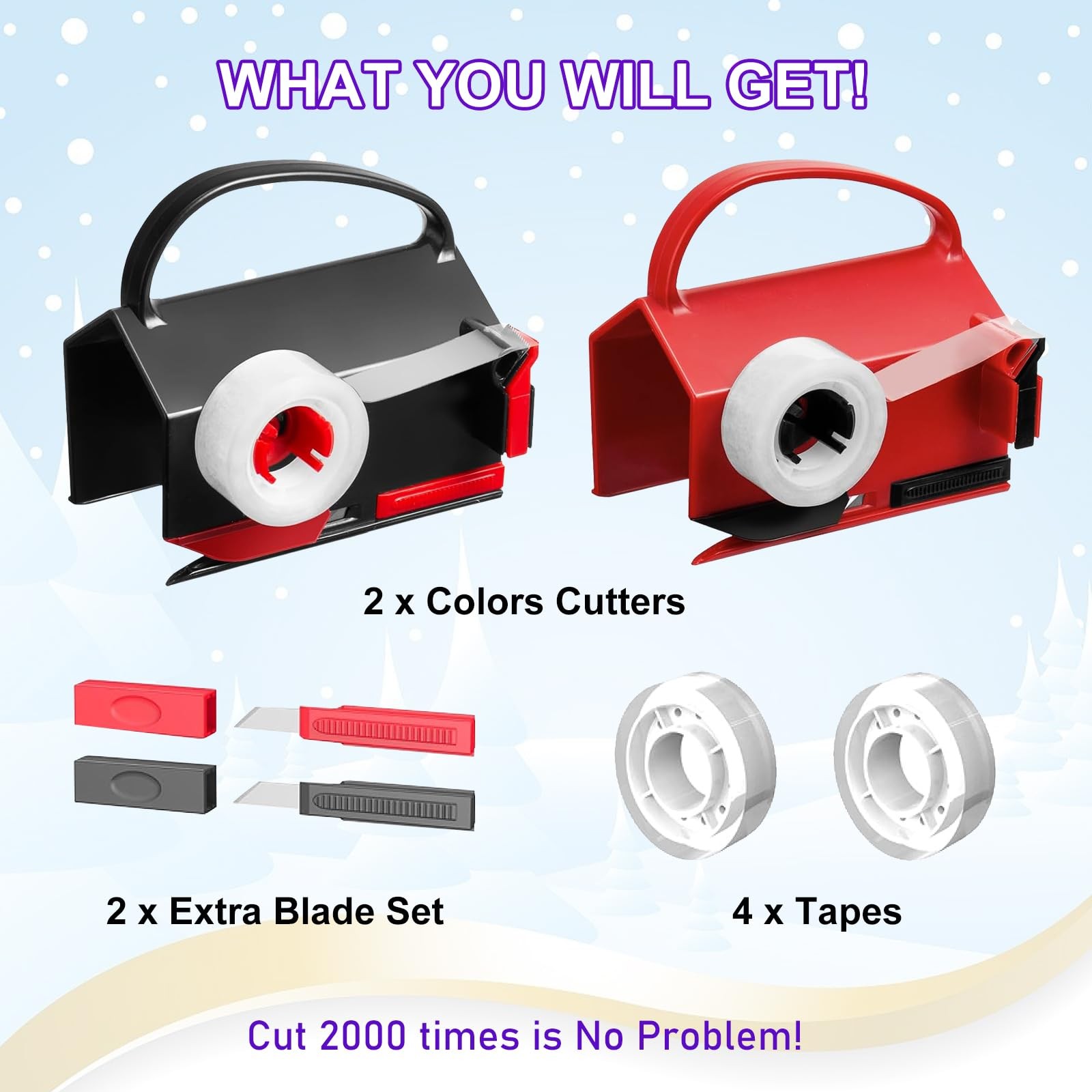 Upgrade 2 Pack Wrapping Paper Cutter &Tape Dispenser Dual Use, Gift Wrap Cutt...