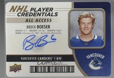2018-19 Upper Deck MVP NHL Player Credentials Access VIP Brock Boeser Auto 0ca