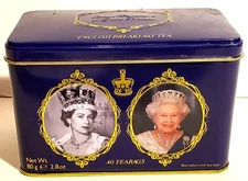 English Breakfast Tea in Tin Commem. QUEEN ELIZABETH II 40 bags Sealed BBD=2027