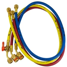 Uniweld EZ5HS Manifold Hoses 60 in Red and Blue with EZ Turn, Yellow with Ball V