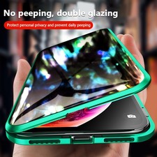 Privacy Case For iPhone 17 16 15 Pro Max 14 13 360 Magnetic Double Glass Cover