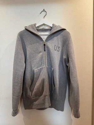 Visvim grauer Hoodie mit durchgehendem Reißverschluss US Stickerei Logo...