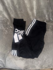 Adidas Pants Youth Large 14-16 Black Joggers Track Pockets Logo Tapered Boys L