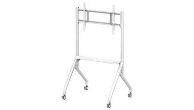 8059018367775 stojak mobilny do telewizora 65-100 Cali 100kg biały półką AV Tech