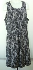 Forever 21+ Poly/Spandex Black Floral Lace Print Sleeveless Fit & Flare Dress 1X