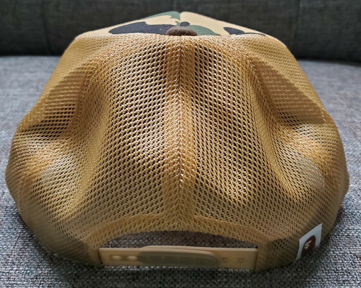 Stussy x Bape Trucker Cap Yellow Camo 2022 A Bathing Ape Brand New