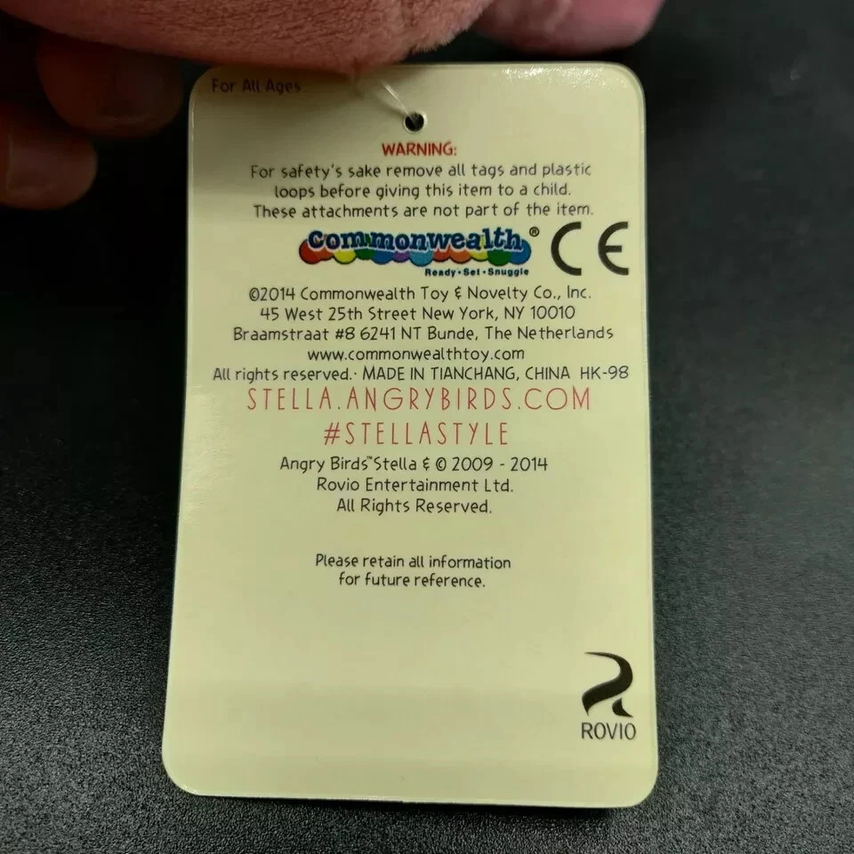 Angry Birds Plush Stella Pink Stuffed Animal Rovio Commonwealth 5" NWT - Image 2 of 2