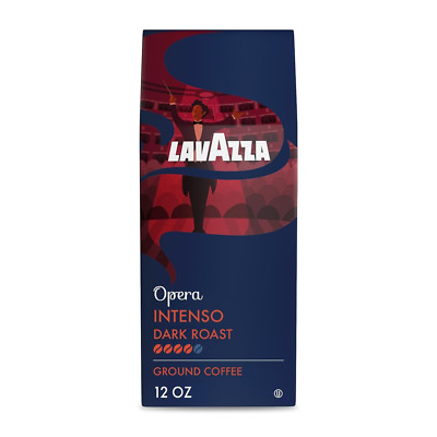 Lavazza Intenso Dark Roast Ground Coffee, 12 oz, Non-GMO, Full-Bodied