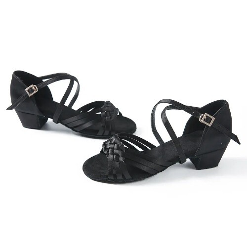 Kids Dance Shoes Girls Sandals Ballroom Tango Salsa Latin Dance Low Heel Shoes - 第 3/27 張圖片
