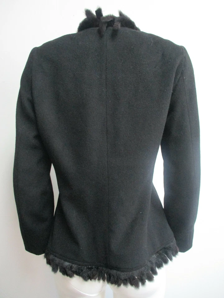Chaqueta blazer FENDI negra lana-alpaca piel almizclera flecos talla 44/10 Foto 3 de 4