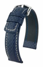 Hirsch Carbon 100 m water-resistant 20 mm blue watch strap, length L