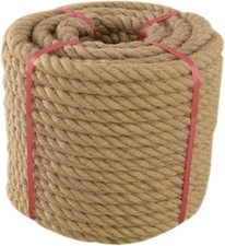 Jute Rope 1 in X 50 ft, Thick Twisted Manila Ropes, Natural Heavy Duty Hemp Rope