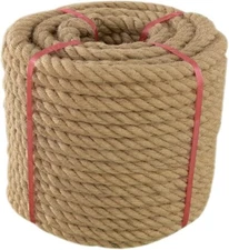 Jute Rope 1 in X 50 ft, Thick Twisted Manila Ropes, Natural Heavy Duty Hemp Rope