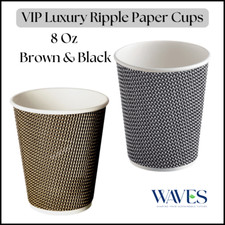 VIP Luxury Ripple Disposable Coffee Cups 8oz - Hot & Cold Black/Brown
