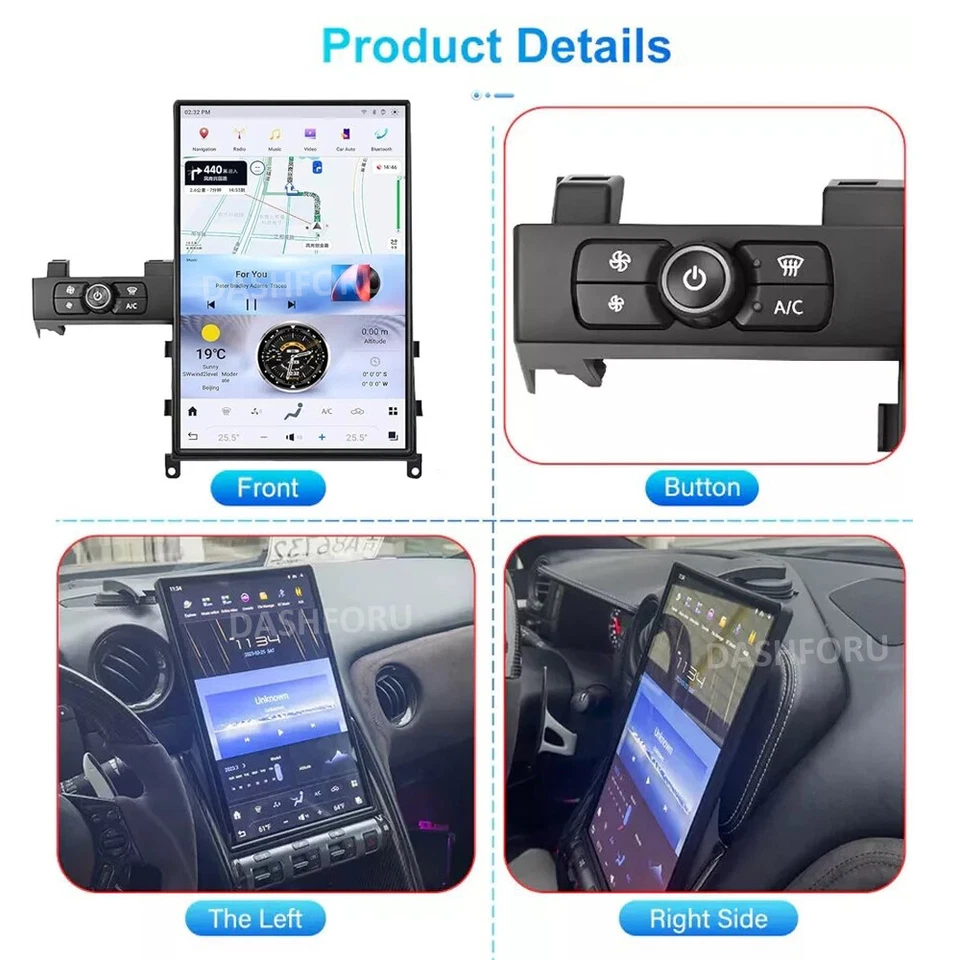 14.4" Android Tesla Style Radio Vertical Screen Car GPS For Nissan GTR 2008-2020 Foto 4 de 4