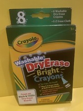 Crayola Washable Dry-Erase Bright Crayons 8 Count Student Teachers School Supply