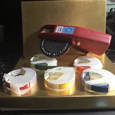 Vintage Dymo 1885 LabelMaker Red Handheld Print Emboss 3/8" ColorVarietyUsedTape