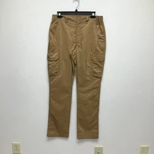 Scandia Woods Mens Cargo Pants Brown Flap Pockets Flat Front 32L New