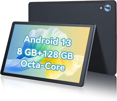 10.1 inch Octa-Core Android 13 Tablet 8GB RAM 128GB ROM,Dual Camera, Bluetooth