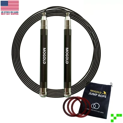 MOGOLD Jump Rope Boxing Lightweight 3-Ropes Ball Bearing Beaded Fitness Gym Speed Skip