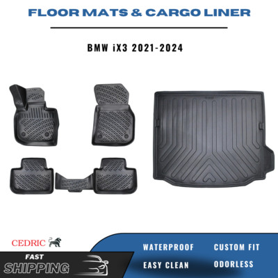 Car Floor Mats & Trunk Cargo Liner for BMW iX3 2021-2024 3D Molded TPE FULL Set