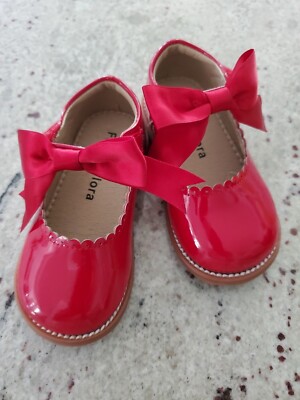 Felix And Flora Baby Girls Red Dress Shoes Mary Jane Size 5T Bow - Main Image