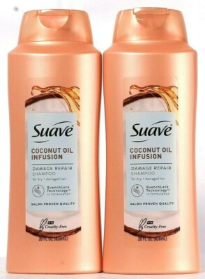(2) Suave Coconut Oil Infusion Quenchlock Technology Damage Repair Shampoo 28 Oz