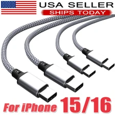 60W USB-C to USB-C Cable Fast Charger lot PD Nylon Cord iPhone 16 15 Pro Samsung